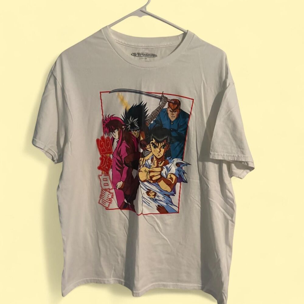 YU YU HAKUSHO shirt mens XL white graphic casual short sleeve anime t-shirt